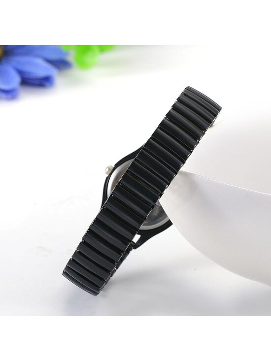 Women\'s Black Stretch Band Couple Bangle Ultrathin Elastic Strap Wrist Watch main image 7